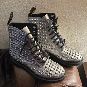 NWOT Studded Dr.Marten Silver Boots size 10